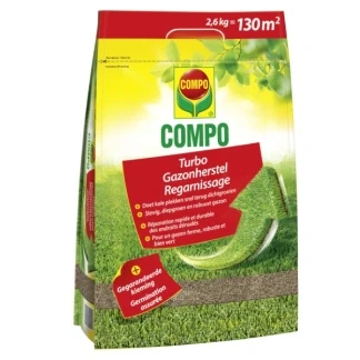 Afbeelding van COMPO Turbo Gazonherstel graszaden met extreem snelle werking voor het herstel van kale plekken in gazon een heel snel zichtbaar resultaat zak 2,6 kg (130 m²)