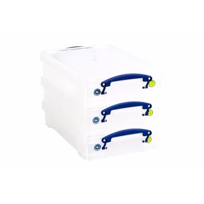 Afbeelding van Really Useful Box Set van 3 opbergdozen 4 liter, voor A4 papier, transparant