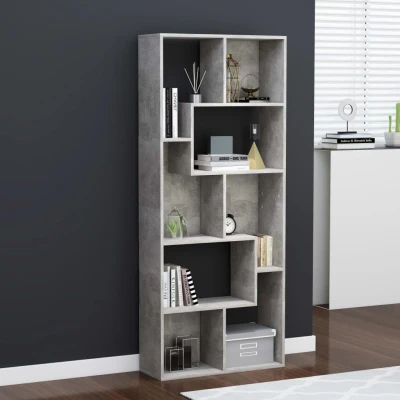 Afbeelding van Boekenkast 67x24x161 cm spaanplaat betongrijs
