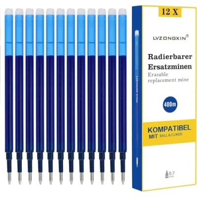 Afbeelding van LVZONGXIN uitwisbare reservevullingen, compatibel met Pilot Frixion [blauw], punt 0,7 mm, navullingen inkt (blauw) (B L AU, 12)
