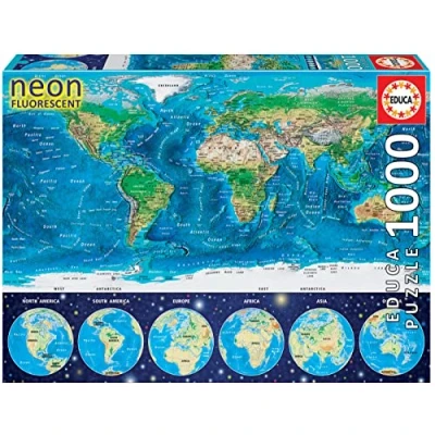 Afbeelding van Puzzel Educa World Map Neon 16760.0 1000 Onderdelen