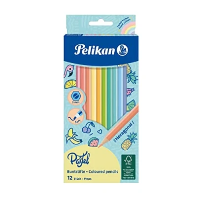 Afbeelding van Pelikan, Kleurpotloden, Kleurpotlood 12 pastelkleuren (12 kleuren, 12 x)