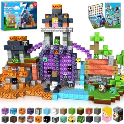 Afbeelding van GraceDuck Magnetische bouwstenen, 150 stuks, duistere boskasteel, creatief magnetisch speelgoed voor kinderen, paasgeschenken, sensorisch STEM jongens en meisjes