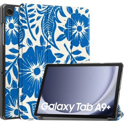 Afbeelding van iMoshion Tablet Hoes Geschikt voor Samsung Galaxy Tab A9 Plus Design Trifold Bookcase Meerkleurig /Flower Tile