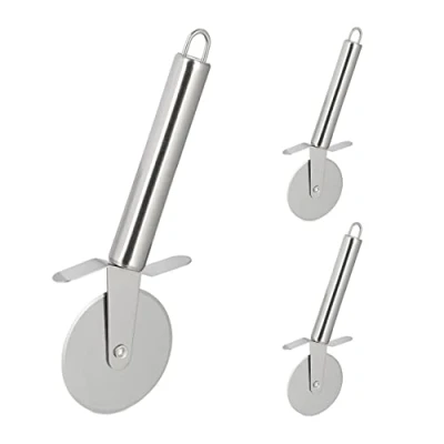 Afbeelding van Relaxdays pizzasnijder set van 3 pizzaroller handgreep rond pizzames rvs