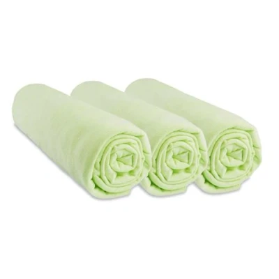 Image de Lot de 3 draps housse bébé jersey coton 40x80 extensible à 40x90 Couleur unie Anis