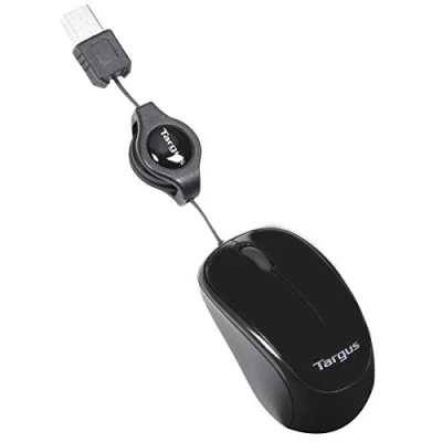 Image de Targus Souris optique USB avec cordon rétractable Noir/Gris