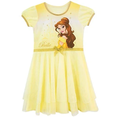 Afbeelding van Disney Nachtjapon Belle en het Beest Meisje, Geel.