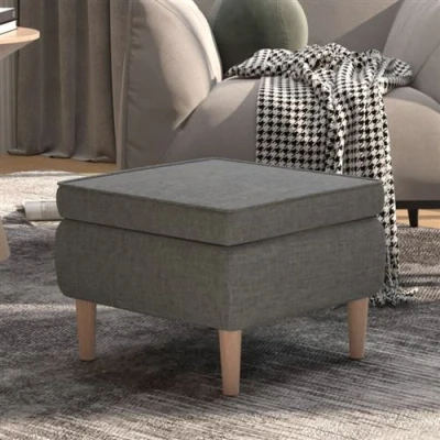 Image de vidaXL Tabouret avec pieds en bois Gris clair Tissu329446