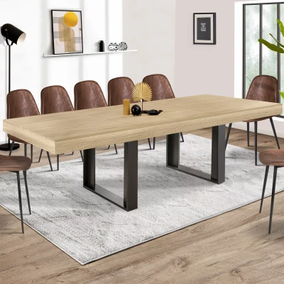 Afbeelding van PHOENIX uitschuifbare eettafel 6 12 personen hout en zwart 200 300 cm