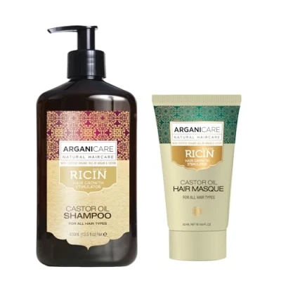 Afbeelding van ARGANICARE Ricin serie groeiversneller shampoo 400 ml + 50 met biologische ricinusolie [haarverzorging] voedt versterkt hydrateert alle haartypes