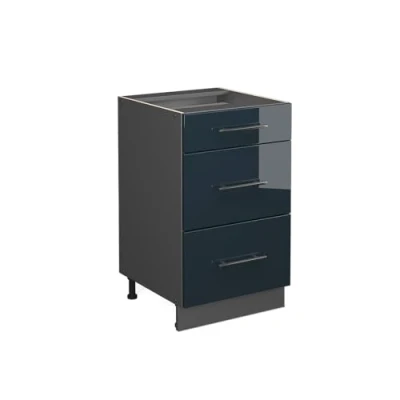 Afbeelding van Vicco Keukenonderkast Fame Line, Donkerblauw hoogglans/Antraciet, 50 cm zonder werkblad