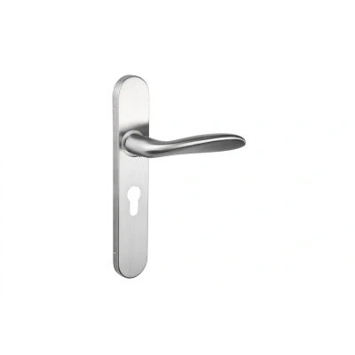Afbeelding van Lavuzo deurkruk Benevento RVS met afgerond schild PC55 Per set Deurklink