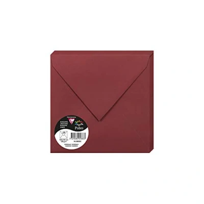 Afbeelding van Clairefontaine 5883C, verpakking met 20 enveloppen, vierkant, 16,5 x cm, 120 g/m², kleur: bordeaux, uitnodiging voor evenementen en correspondentie, Pollen serie, glad papier van hoge kwaliteit
