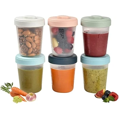 Afbeelding van BÉABA, 6 stuks opbergclips, stapelbare en in elkaar grijpende containers, 100% luchtdicht, schaalverdeling, markeringsbereik, vrieskast, opslag van moedermelk (6 x 250 ml)