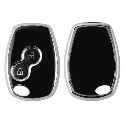 Afbeelding van kwmobile Sleutelbehuizing compatibel met Renault Dacia 2 knoppen, siliconen autosleutelhoes, zwart zilver