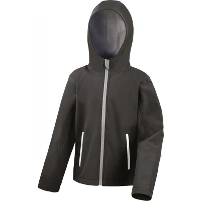 Afbeelding van Result Kids Tx Performance Hooded Softshell Jacket R224JY Black / Grey