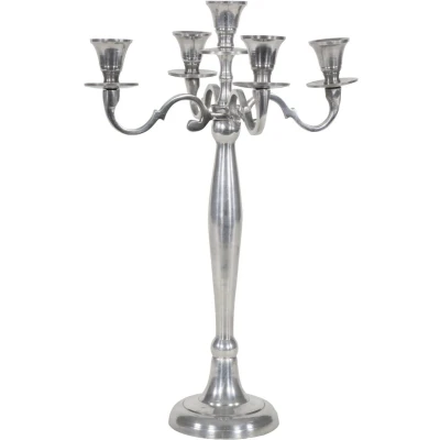 Afbeelding van Kandelaar Classic gepolijst aluminium, 5 armig, 40,5 cm.