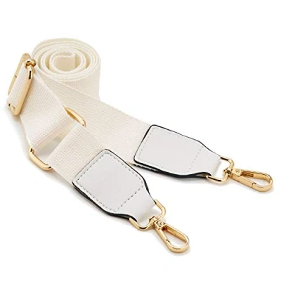 Afbeelding van Brede schoudertas voor dames, verstelbare reserveriem met gouden leren haken, canvas handtasriem, lange verwisselbare schouderriem handtas