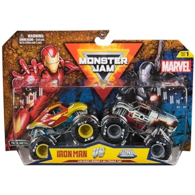 Afbeelding van Monster Jam Marvel Iron Man Vs. War Machine metalen trucks Schaal van 1:64