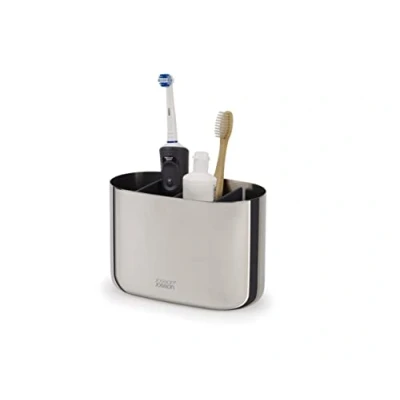 Afbeelding van Luxe Tandenborstel Organizer Large, 17.5 x 9.4 11.7 CM, Met 3 verdeelvakken, RVS, Zilver Joseph EasyStore