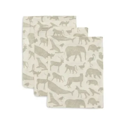 Afbeelding van Jollein Washandjes Hydrofiel 3st Animals Olive Green