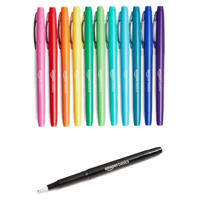 Afbeelding van Amazon Basics Markers met viltpunt, verschillende kleuren, 12 stuks