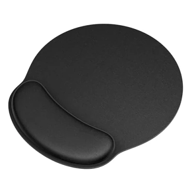 Afbeelding van GOMIN ergonomische muismat met gelkussen, 25,5 x 23 cm, polssteun voor computer/pc, polsontlasting, preventie van peesschedeontsteking, naadloze randen, antislip, zwart