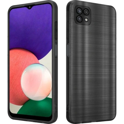 Afbeelding van Cadorabo Hoesje geschikt voor Samsung Galaxy A22 5G in Brushed Zwart Beschermhoes Case Cover van flexibel TPU silicone design