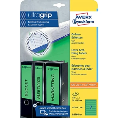 Afbeelding van Rugetiket Avery Zweckform smal 38x192mm zelfklevend groen