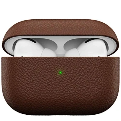 Afbeelding van KeyBudz Artisan Echt Lederen Beschermhoes voor Apple AirPods Pro, Hoofdtelefoonhoesje, Bruin