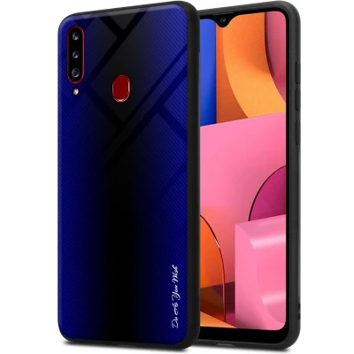 Afbeelding van Cadorabo Hoesje geschikt voor Samsung Galaxy A20s in KOBALT PAARS Beschermhoes gemaakt van TPU silicone Case Cover en achterkant gehard glas