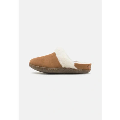Afbeelding van Sorel Nakiska Slide II Muiltjes, Dames, Maat: 42, Camel brown/naturel Leer en textiel