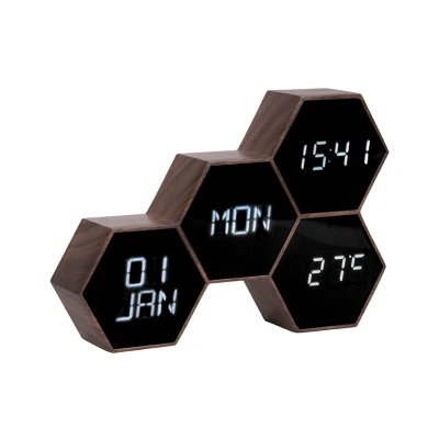 Afbeelding van Wekker Six in the Mix Rubberized Zwart hout 17,5x12x4,5cm