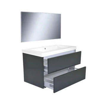 Afbeelding van Wiesbaden Vision meubelset (incl. spiegel) 80 cm hoogglans grijs