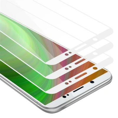 Afbeelding van Cadorabo 3x Screenprotector geschikt voor Vivo V7 Volledig scherm pantserfolie Beschermfolie in TRANSPARANT met WIT Getemperd (Tempered) Display beschermend glas 9H hardheid 3D Touch