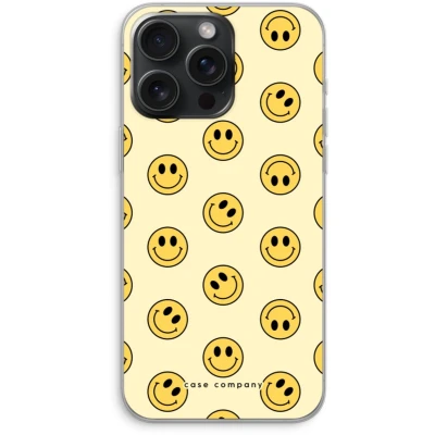 Afbeelding van Case Company® hoesje geschikt voor iPhone 15 Pro Max Smiley N2 Soft Cover Telefoonhoesje Bescherming aan alle Kanten en Schermrand