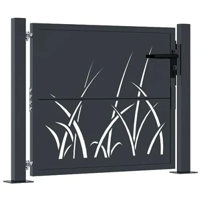 Afbeelding van Poort 105x105 cm met grasontwerp staal antracietkleurig