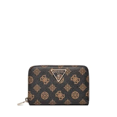 Afbeelding van GUESS Portemonnee Laurel Zip Around Wallet Mocha Logo Donkerbruin
