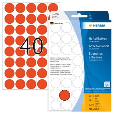 Afbeelding van Etiket HERMA 2252 rond 19mm rood 1280stuks