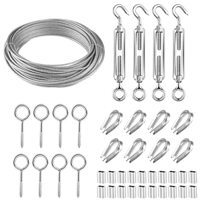Afbeelding van YOCZOX Metalen kabel 304 roestvrij staal 30 m diameter 4 mm stalen Tuindraad met M5 spanner en accessoires Ideaal voor klimhulp