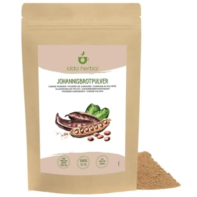 Afbeelding van Donker carobpoeder (1 kg), johannesbroodmeel, gedroogde en gemalen johannesbroodpasta, 100% natuurlijk puur johannesbroodpoeder, veganistisch