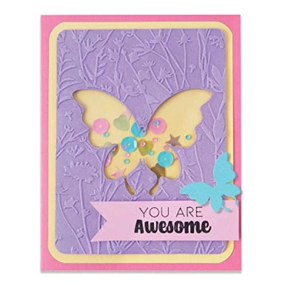 Afbeelding van Sizzix Impresslits Embossing Folder Butterfly Meadow 665200 Jen Long (04 21)