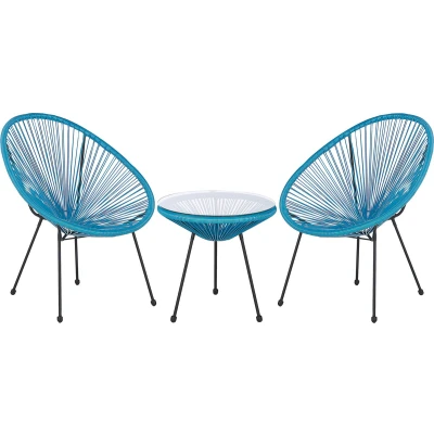 Afbeelding van Beliani ACAPULCO Bistroset voor 2 Blauw PE rotan