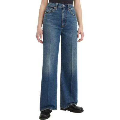 Afbeelding van Levi&#039;s Ribcage WIDE LEG Relaxed fit jeans darkblue denim, Dames, Maat: 25x32, Dark blue denim