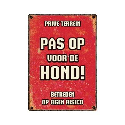 Image de Warning Sign Metal &quot;Pas op voor de hond&quot;