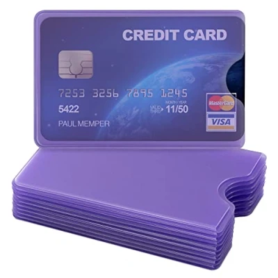 Afbeelding van kwmobile 10x beschermhoesje Voor pasjes creditcard, bankpas, OV chipkaart of ID kaart Set van 10 stuks Transparant lila