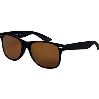 Afbeelding van Nerd zonnebril UV400 CAT 3 CE rubber retro stijl uniseks vintage bril met veerscharnier voor vrouwen mannen (verschillend), Zwart Bruin