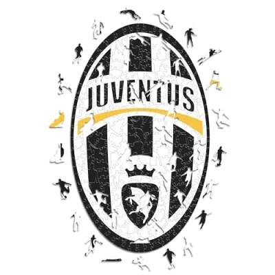Afbeelding van Iconic Puzzles, Juventus Retro Logo, officieel product, houten puzzel voor volwassenen en kinderen, 100% duurzaam hout, maat M, 250 stuks