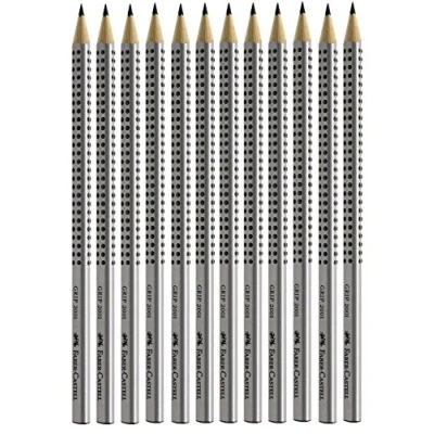 Afbeelding van Faber Castell Grip 2001 potloden, hardheid HB (6 stuks), kleur van de tas: zilver 2B